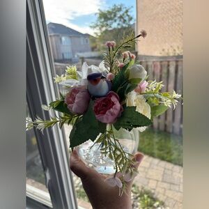 Floral Arrangement with Bird Accent